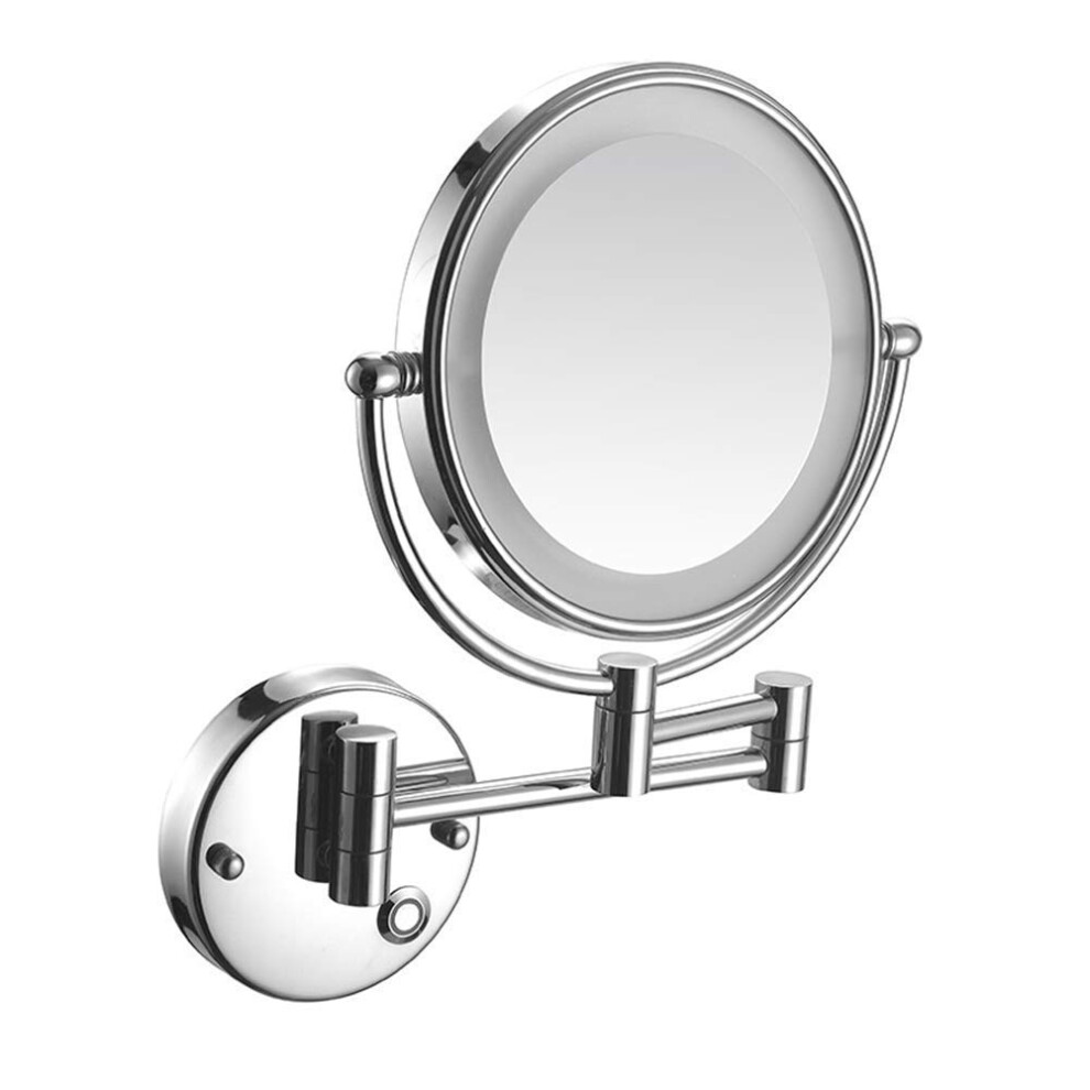 Bathroom Makeup Mirror Wall Mounted Foldable Touch Control 3X 5X Magnification