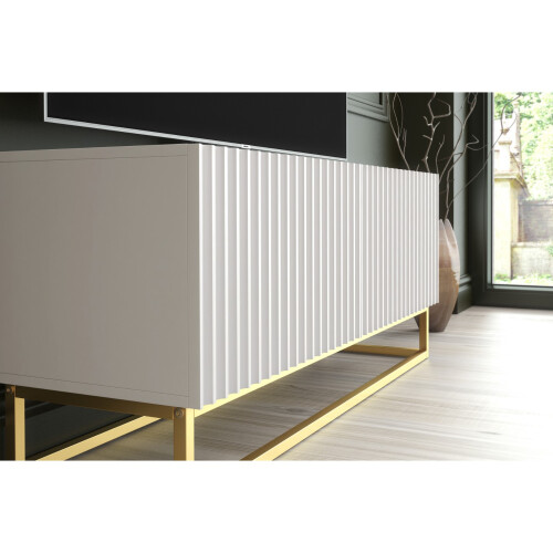 TV Unit 100cm Ripple - White with Fluted Doors 2