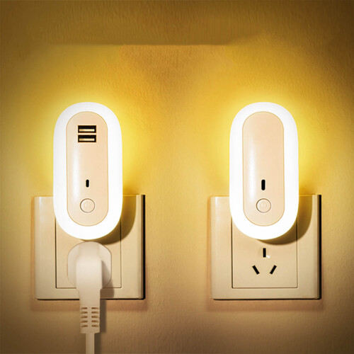 Wandsteck-Nachtlicht mit 2 USB-Anschlüssen, einstellbare Helligkeit 2