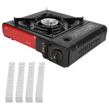 Fogão a gás portátil para cozinhar ao ar livre, resistente ao vento, com queimadores ajustáveis, fogão a butano de alto rendimento com estojo de