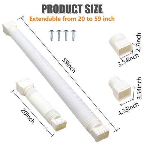 Retractable White Downspout Extender 20-59 in Drainage Pipe 1