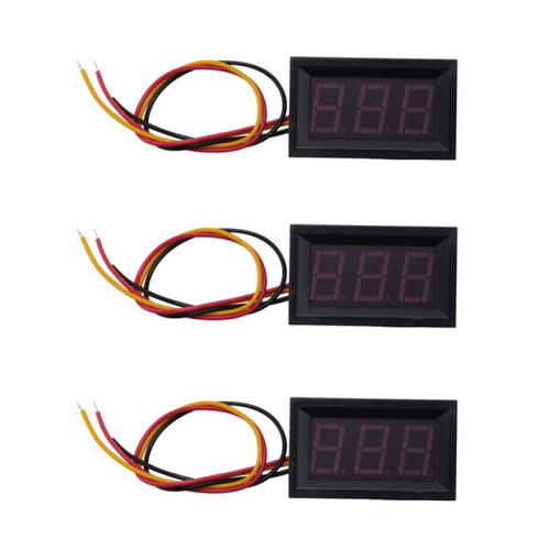 3X  0-99.9V 3 Wire LED Digital Display Panel Volt Meter Voltage Voltmeter Car Motor - GREEN