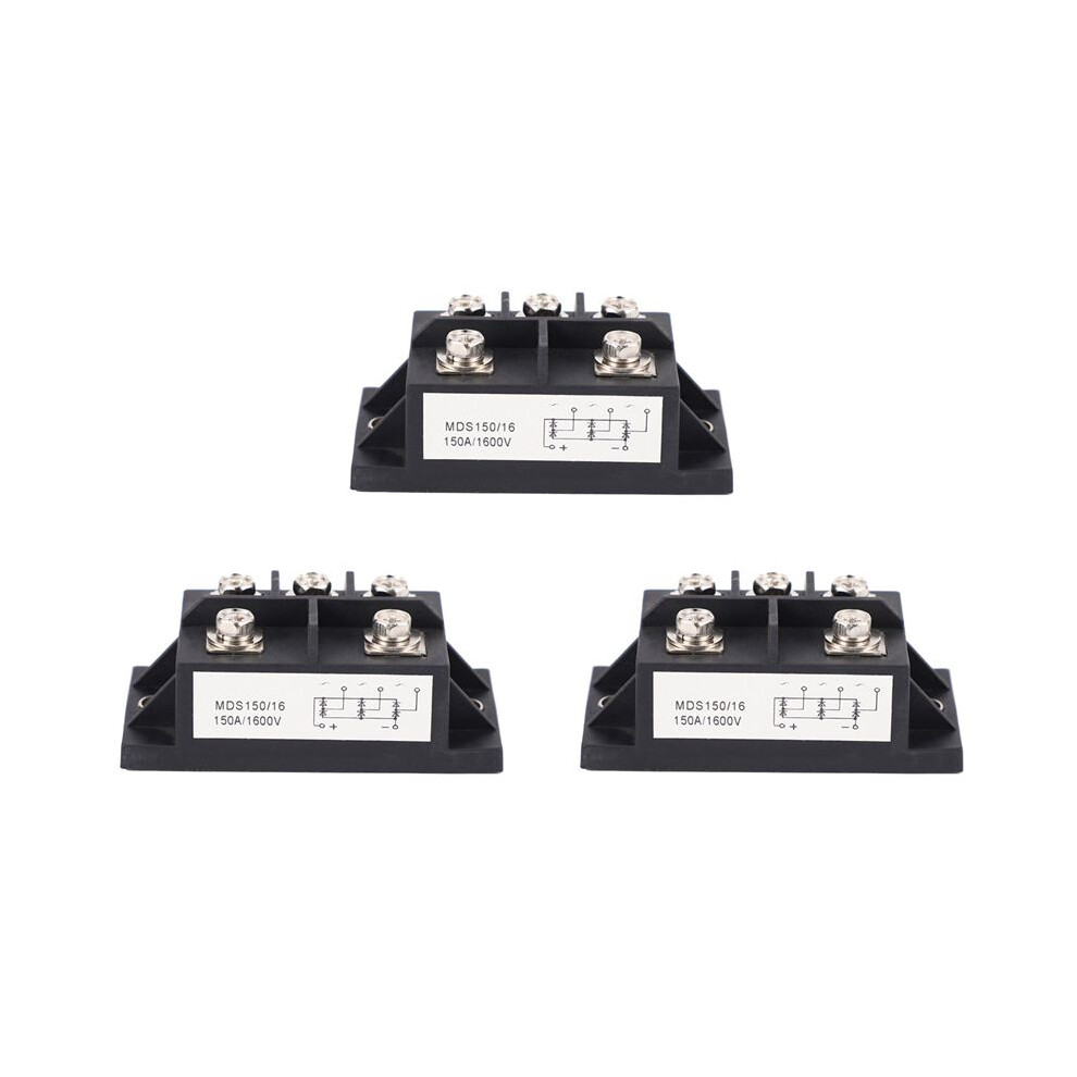 3X Mds150a 3-Phase Diode Bridge Rectifier 150A Amp 1600V Copper 150 Celsius 80X40x33mm Metal Case Diode Bridge Control 6032539534736