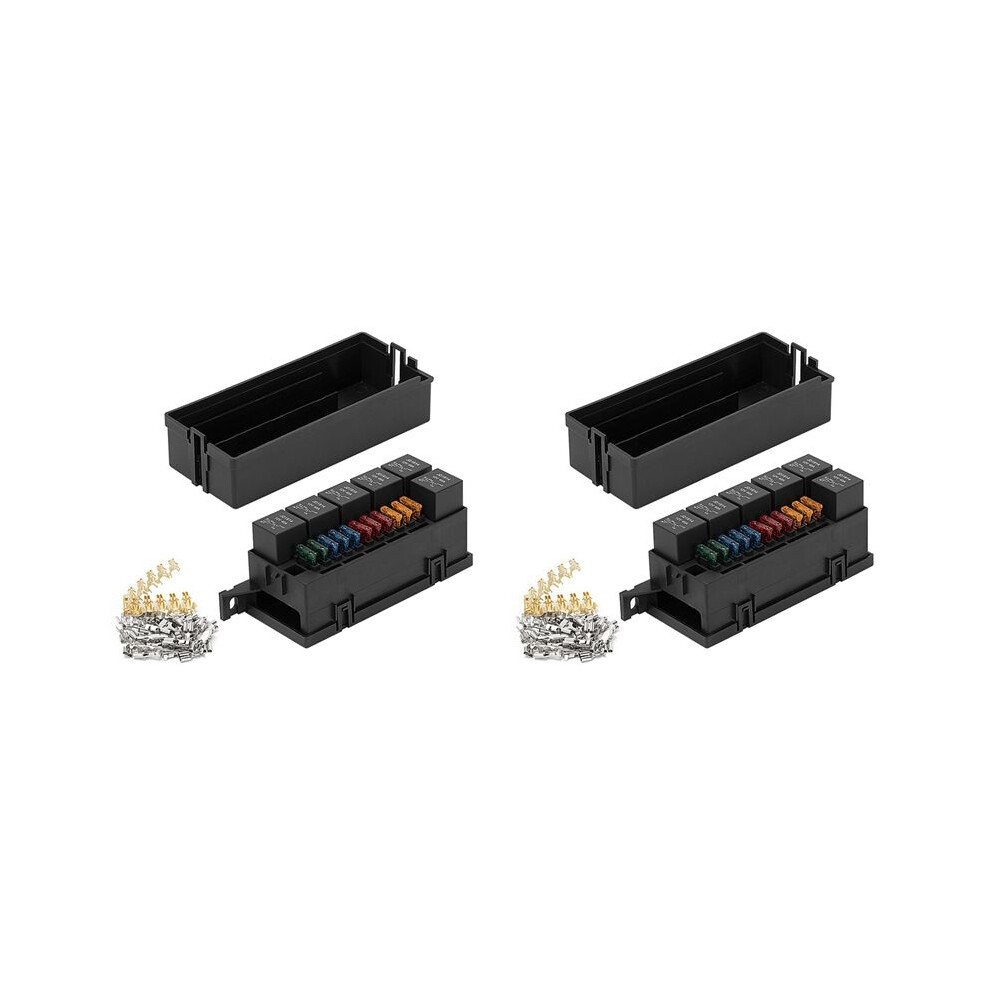 2X 12V Auto 11 Way Fuse Relay Box Block With 5 Pin Relay And Fuses For Automotive Car Marine Truck Trailer Boat 6034001555843