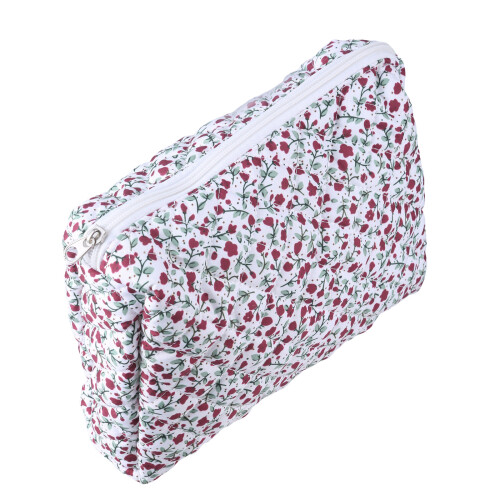 Gesteppte Make-up-Tasche mit Reißverschluss, Blumenmuster,-M
