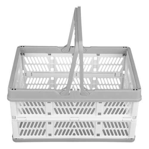 Foldable Plastic Grocery Basket, Collapsible Storage Container for Multi-purpose Use in Home, Office, Garage, Space-saving Foldable Design, Portable