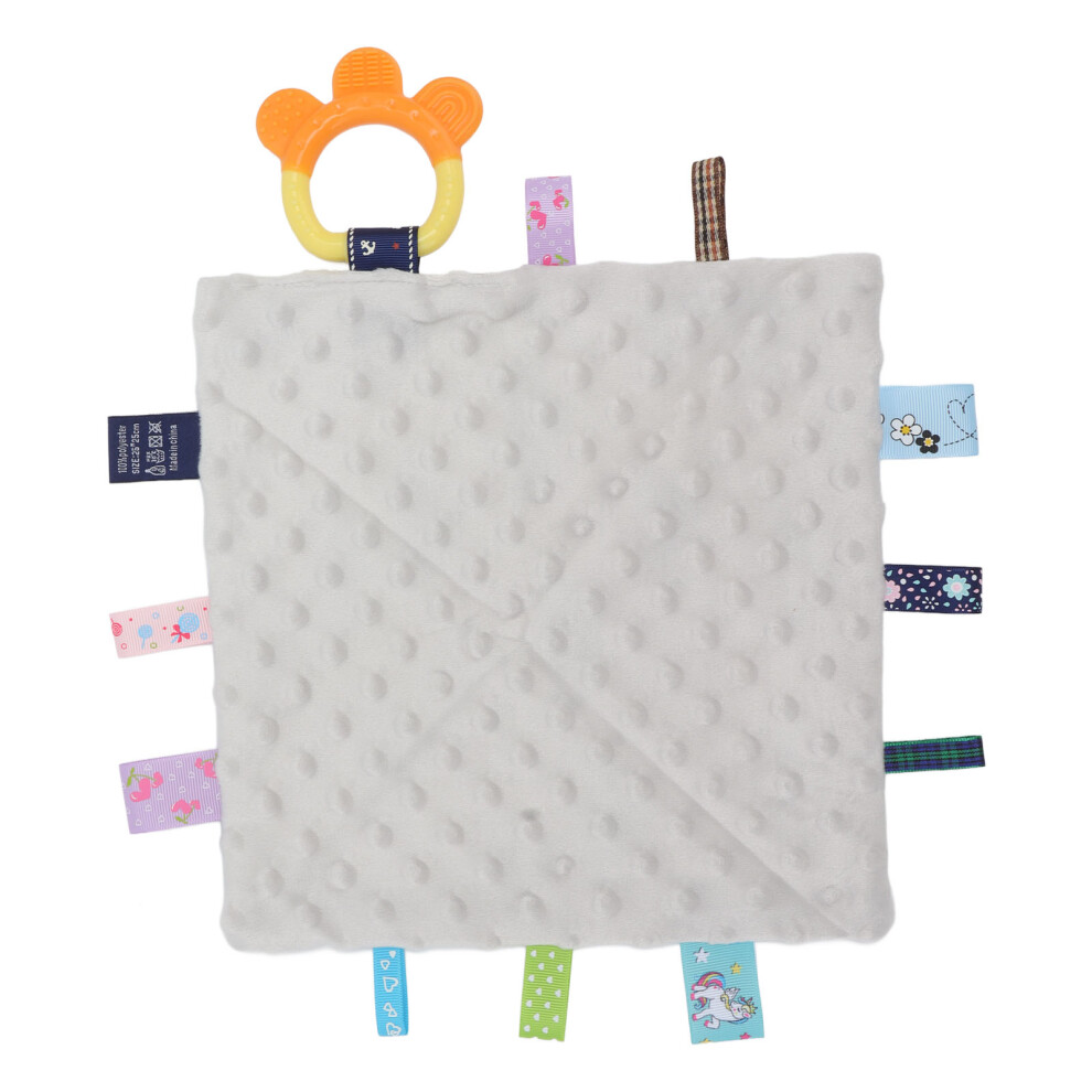 Baby Snuggle Blanket 25x25cm Plush Sensory Teether with Colorful Tags