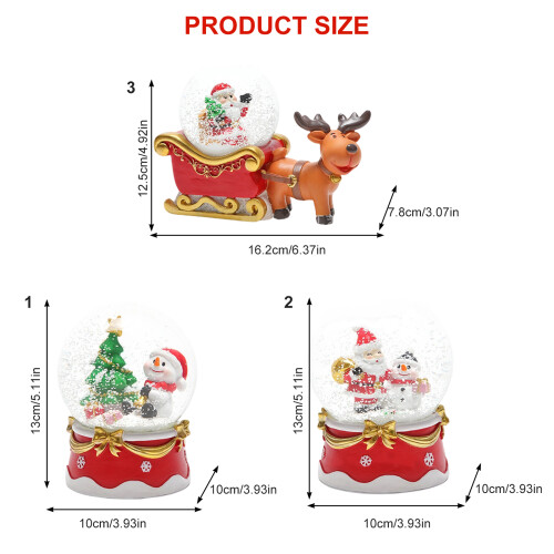 Rotating Snow Globes Christmas Decoration LED Illuminated-A 1