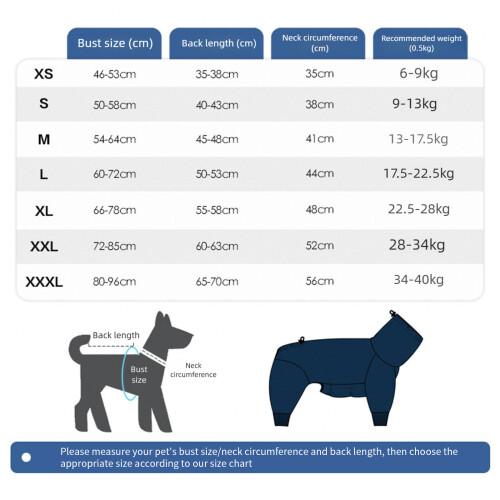 Winter Thickened Fleece Dog Coat Full Body Coverage-Blue XL 2