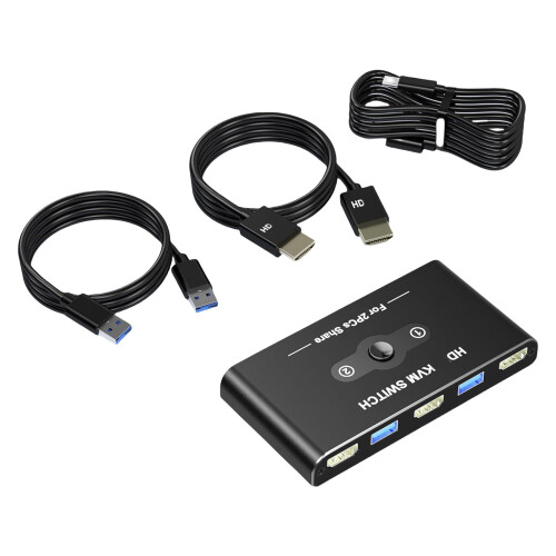Efficient KVM Switcher 2 in 1 out for Two Computer Sharing