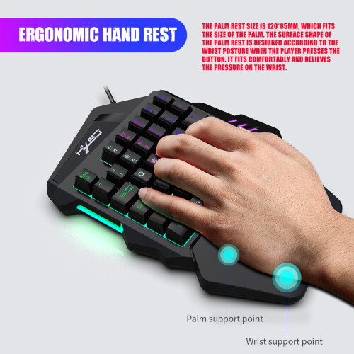 Clavier de jeu à une main, souris, repose-poignet rétroéclairé RVB 2