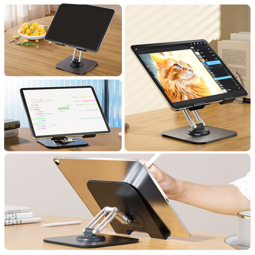 Phone Stand With 360 Degree Rotation, Adjustable Height-White 2