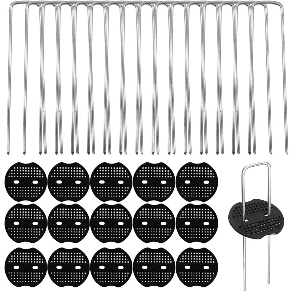 Garden Stakes, Hot-Dip Galvanized Steel U-Shaped Turf Securing Pins, Beveled Tip Design For Easy Penetration And Adjustable Top Width, Galvanized 9340258654183