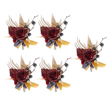 Elegant Dusty Silk Rose Boutonnieres for Men Set of 5 for Grooms