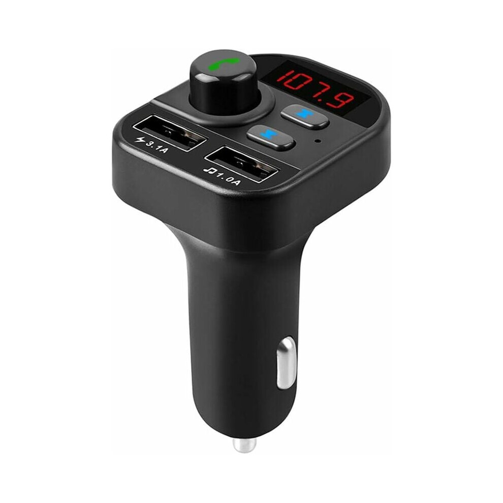 Hands-Free Calling Bluetooth Fm Transmitter For Car, Ambient Switch & Fast Dual Usb Charger, Car Battery Voltage Monitor, Music Streaming For Light 9173940361782