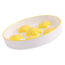 Handgeschilderde katten Slow Feeder Bowl voorkomt-Geel