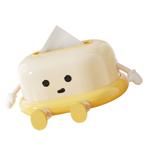 Spring Structure Tissue Box Cover-Yellow sitting position
