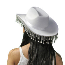 Chapeau de cowboy accrocheur pour femme, festival de-Blanc