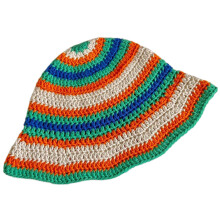 Chapeau seau coloré fait à la main pour-blanc orange vert b