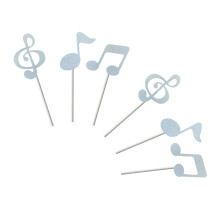 Muzikaal thema taarttoppers 8e noot ornament recyclebaar-Zilver
