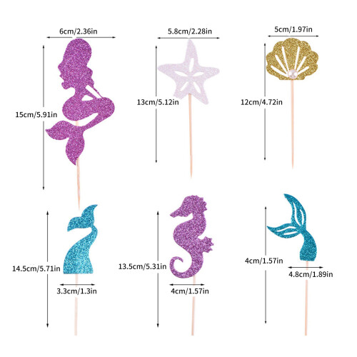 Sea Creature Cake Decoration Inserts 4/6 Art Styles-6 models 1