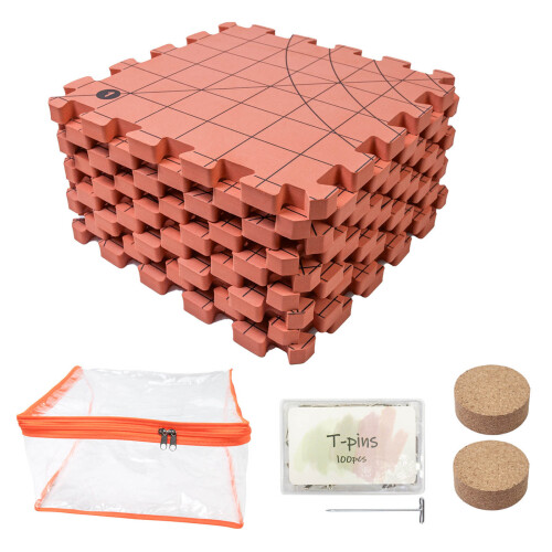 9Pcs 32x32cm Foam Knitting Blocking Mat with 100Pcs T Pin-Red