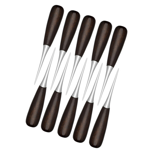 10Pcs Leather Piercing Awls Tool Wood Handle Sewing Awls Tool