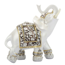 Peça decorativa com estátua de elefante da sorte, feita de resina, para mesa de escritório ou cabeceira.
