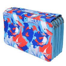 Estojo elegante multicamadas para artistas, organizador em tecido Oxford com compartimentos individuais e bolsa multiuso para entusiastas da
