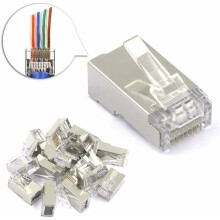 Conector RJ45 blindado de metal, conector modular Cat6/Cat5e/Cat5 niquelado, carcasa de cristal transparente que garantiza durabilidad y estética,