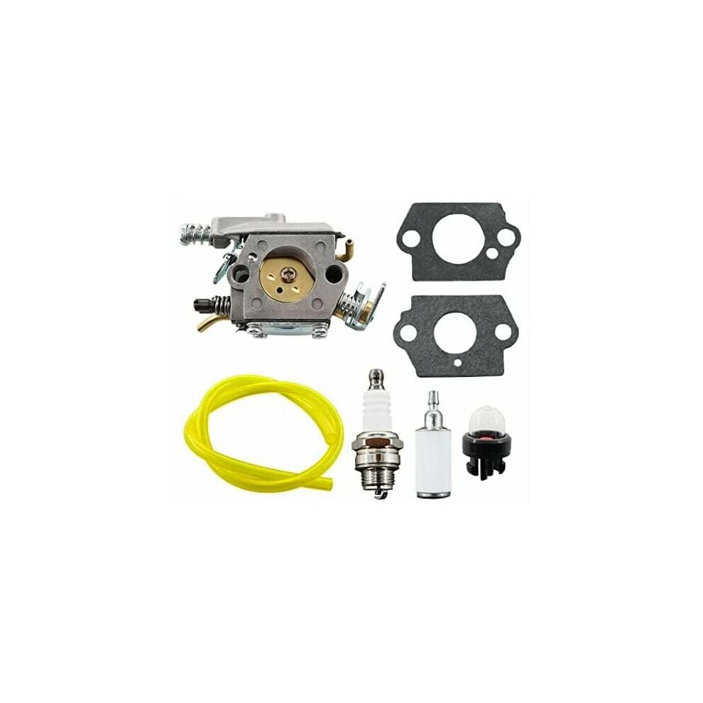 Carburetor For Husqvarna, High-Quality Walbro Replacement, Complete With Spark Plug, Fuel Filter, Gaskets, Fuel Lines, Primer Bulb, Air Filter Yellow 9358999450452