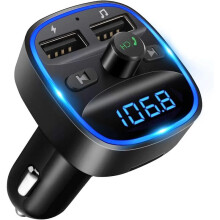 Transmissor FM para carros, reprodutor de música Bluetooth 5.3 com carregamento rápido, áudio HiFi com graves potentes e chamadas em modo
