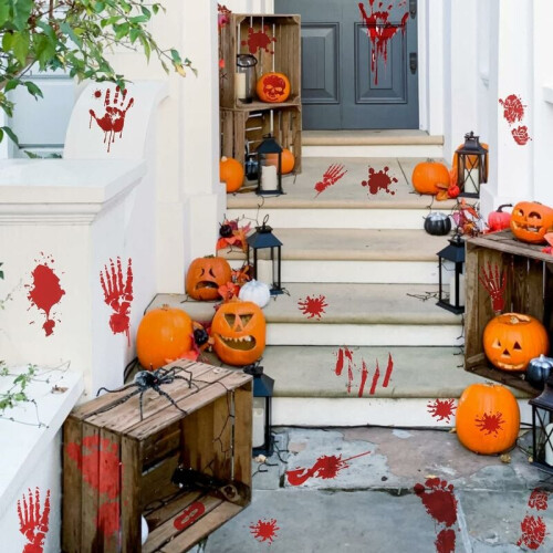 Διακοσμήσεις για τρομακτικά πάρτι για το Halloween, αυτοκόλλητα PVC με θέμα τρόμου για 2