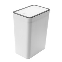 Lixeira de plástico de grande capacidade para uso doméstico na cozinha e sala de estar, com tampa hermética e sistema de fechamento por botão.