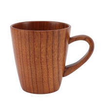 Caneca de madeira inquebrável com isolamento térmico, feita de madeira natural, com design reutilizável, superfície lisa e alça confortável