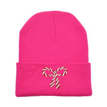 Chapeau tricoté à nœuds réglable, chapeau tricoté-rose rouge
