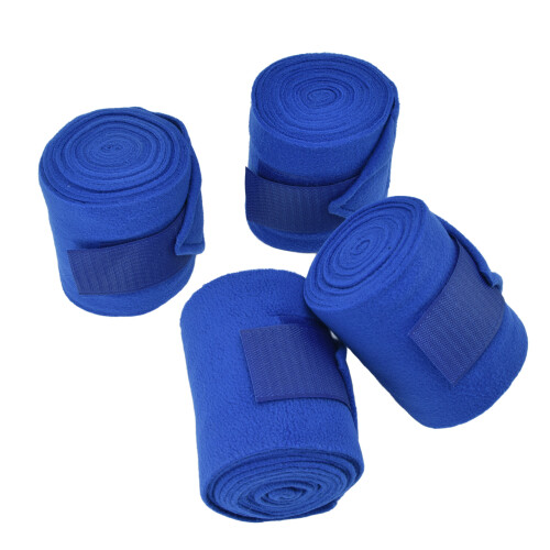 Blue 4-Piece Horse Leg Wraps with Loop Fasteners - Soft Polyester Support Kit