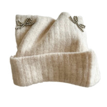 Chapeau en corne de diable avec nœuds, chapeau tendance,-Beige