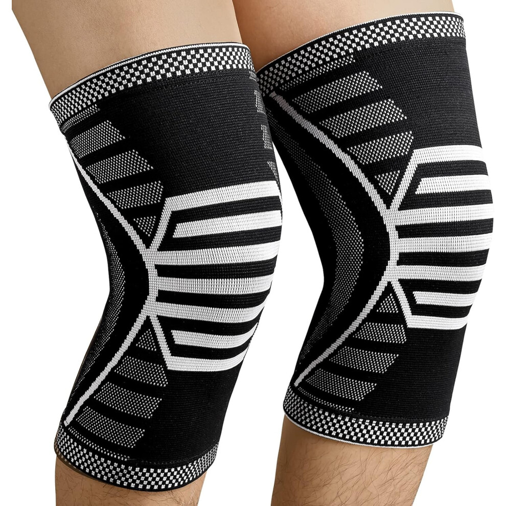 High-Performance Knee Compression Sleeve Support for Men Women, Breathable Sweat-Wicking Knee Brace with Patella Pad & Side Stabilizers, Enhancing Sta