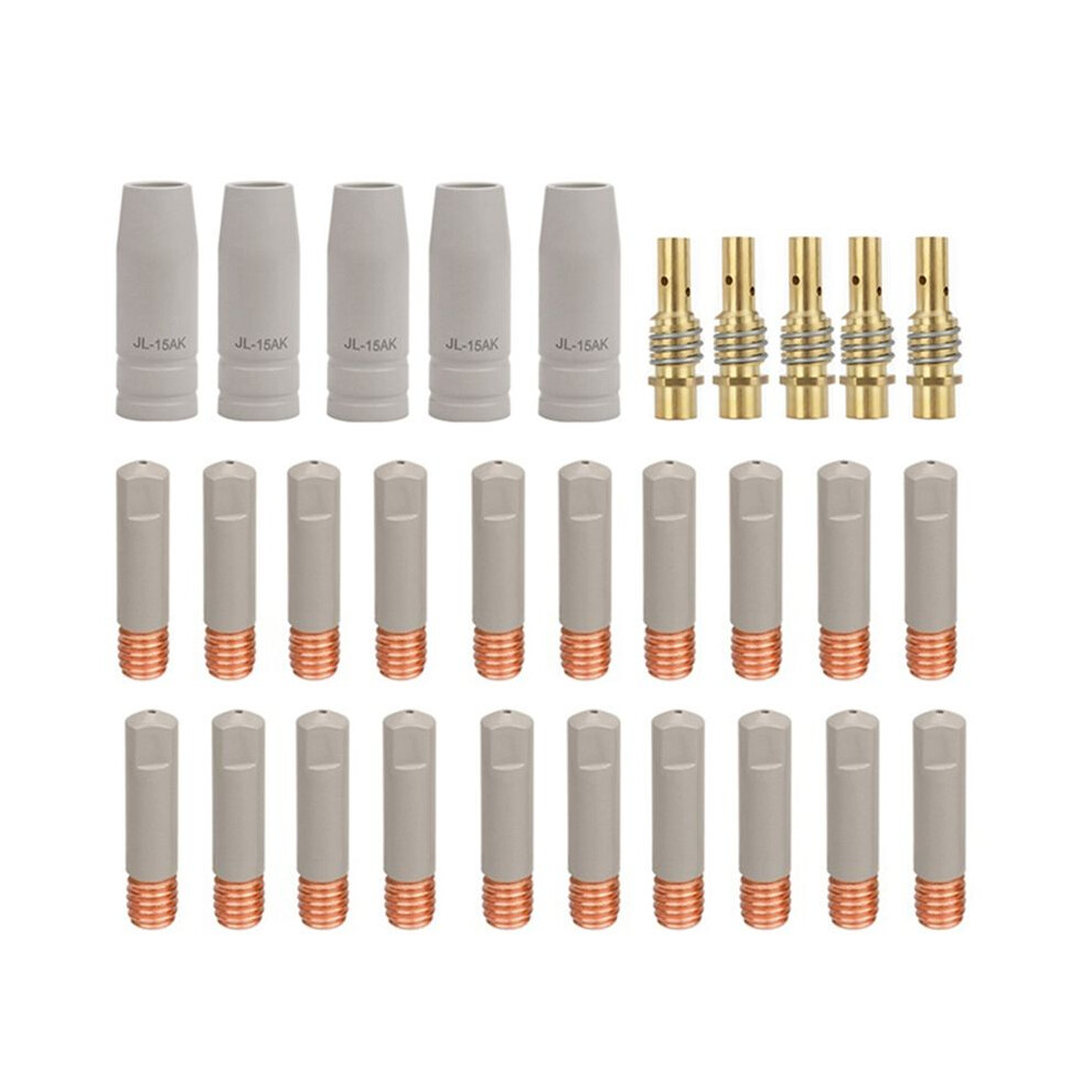 30Pcs/Set Coating Protection Nozzle MIG Torch Gas Nozzle Tip Holder for 15AK MIG MAG Welding Torch 1.2mm