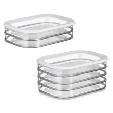 Köttbehållare för Kylskåp med Lock Stapelbar Lunchbehållare med 4 och 2 Lager för Kallskuret, Förvaringsbehållare