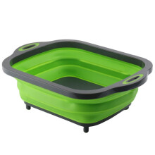 Folding Camping Cutting Board Dish Basin BBQ Prep Tub Camp Sink Dish Washing Station Multifunctional Storage Basket