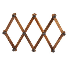Accordeon Wandhanger, Uitbreidbare Wandhanger van Hout met 10 Haken voor Jassen, Hoeden, Koffiekleur, Retrostijl
