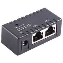 Poe Splitter Inyector Poe Rj45  5.5Mm X 2.1Mm Entrada Pasivo Poe Injector Splitter Conector Del Adaptador Para La Cámara Ip De Red (Negro)