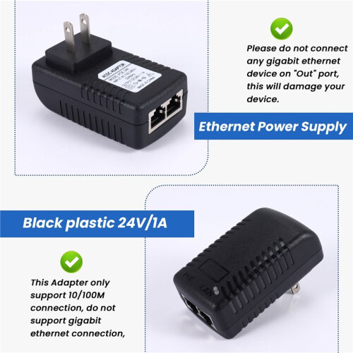 Power Supply Ethernet POE Injector Adapter for IP Phone Gateway IP Camera(24V/1A US Plug) 1