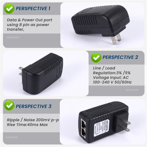 Power Supply Ethernet POE Injector Adapter for IP Phone Gateway IP Camera(24V/1A US Plug) 2