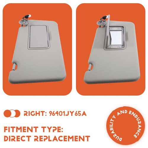 96401JY65A Car Front Right Sunvisor for  Koleos 2008-2016 Sun Visor with Makeup Mirror Light Right 2