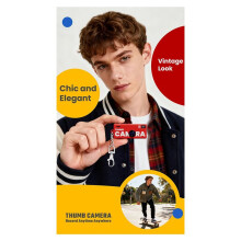 Porte-Clés Caméra avec Carte Mémoire Rétro 32 Go 0,96 Pouces, Caméra D'Action, Enregistreur Vidéo 1080p, Blanc