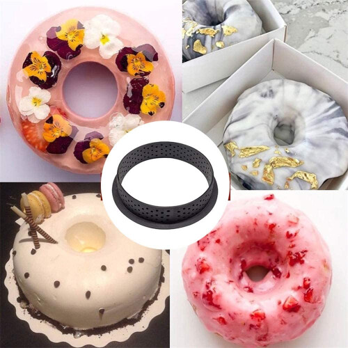 10Pcs Cake Mold Mousse Tart Ring Round-Shape Dessert Pies Decorating Tool Perforated Baking Cutter DIY Bakeware 2