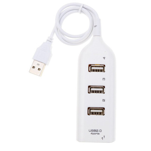 USB Hub 2.0 Multi-USB High Speed Hub Splitter 4-Port USB Hub Adapter for Laptop Receiver Computer Accessories White